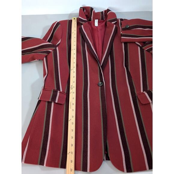 Mural Blazer Jacket Womens XXL Red Striped Suit Jacket Academia Office Workwear - Picture 14 of 15